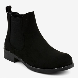 Ladies' black flat ankle boots with an elastic band 7390-PA 1