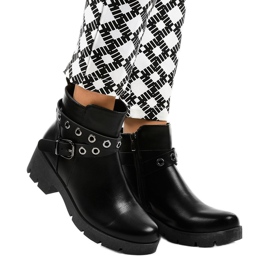 Black flat-heeled ankle boots with a 9996-2 buckle 1