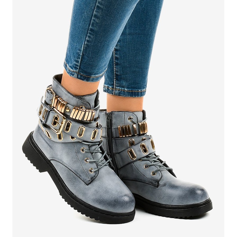 Blue flat insulated boots B2878-KB 2