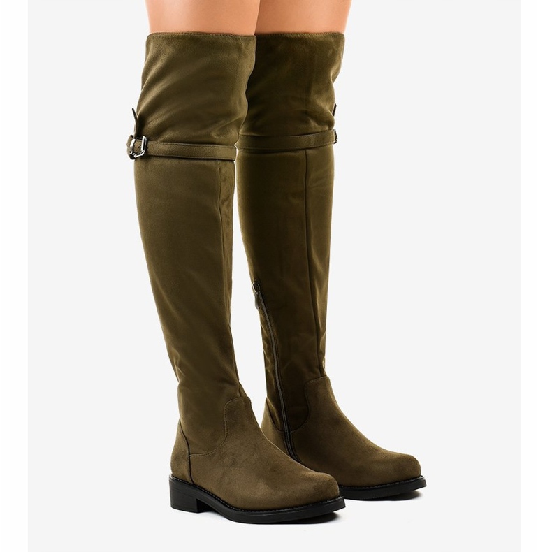 Green flat knee boots SU-2850 1