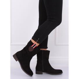 Black women's flat black boots 99-110 Black 2