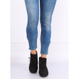 Black Boots laced on a wedge heel E3265 Black 1