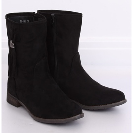Black women's flat black boots 99-133 Black 2