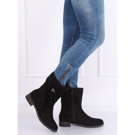 Black women's flat black boots 99-133 Black 1