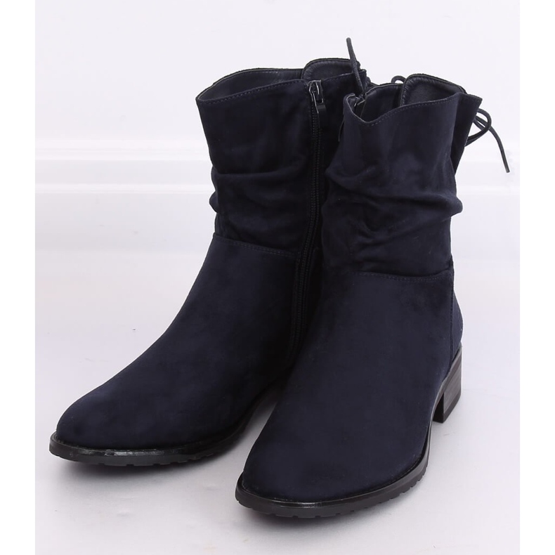 Navy blue women's flat boots B-09 Blue 2