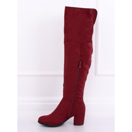 red leather thigh high boots