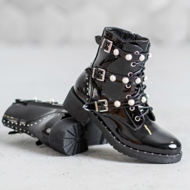 Seastar Patent boots with pearls black 1