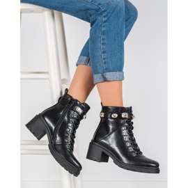 Seastar Fashionable lace-up boots black 1