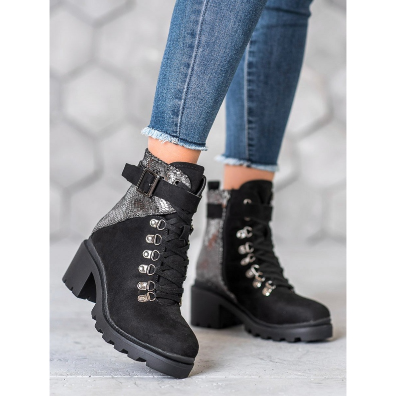 Seastar Snake Print Lace-Up Boot black 1