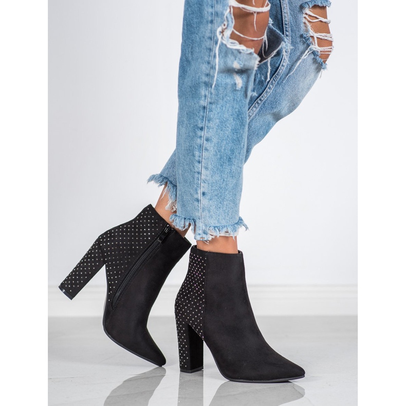 Seastar Suede Booties With Cubic Zirconia black 2