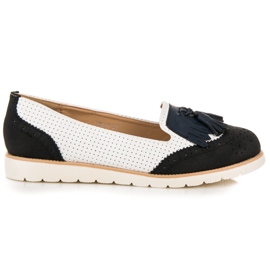 Vices Openwork Ballerinas With Fringes black white 2