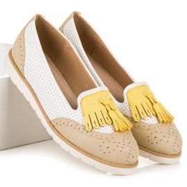 Vices Openwork Ballerinas With Fringes white brown 1