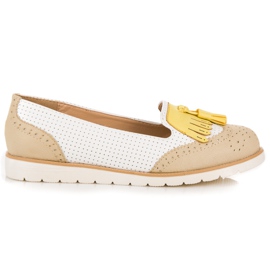 Vices Openwork Ballerinas With Fringes white brown 2