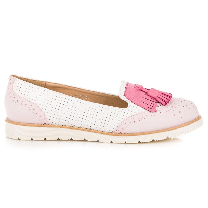 Vices Openwork Ballerinas With Fringes white pink 2