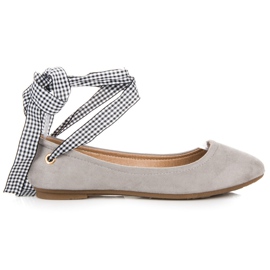 Ch. Creation Suede Ballerinas With Ribbon grey 2