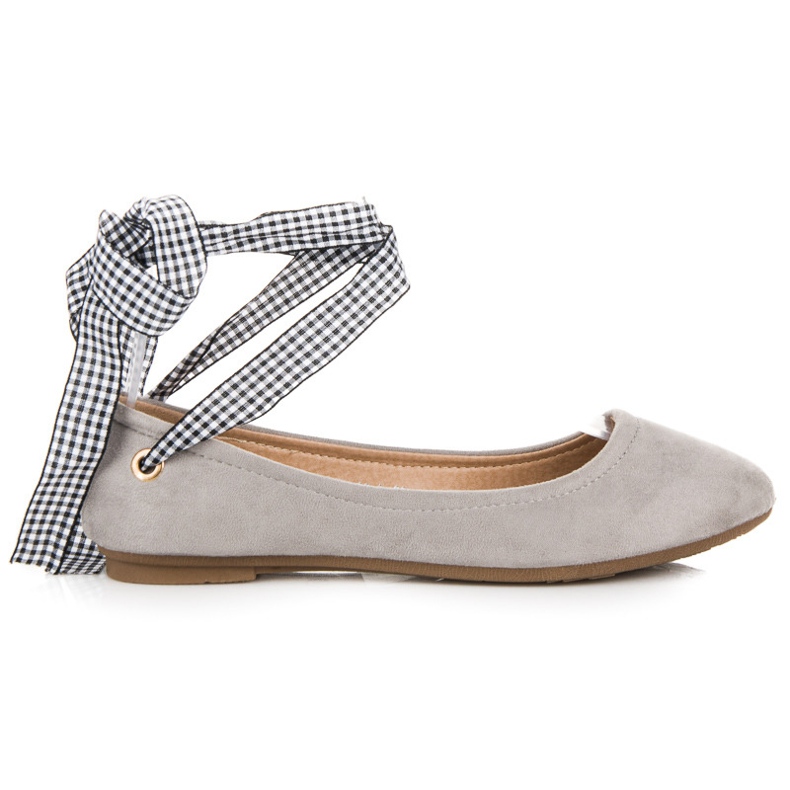 Ch. Creation Suede Ballerinas With Ribbon grey 2