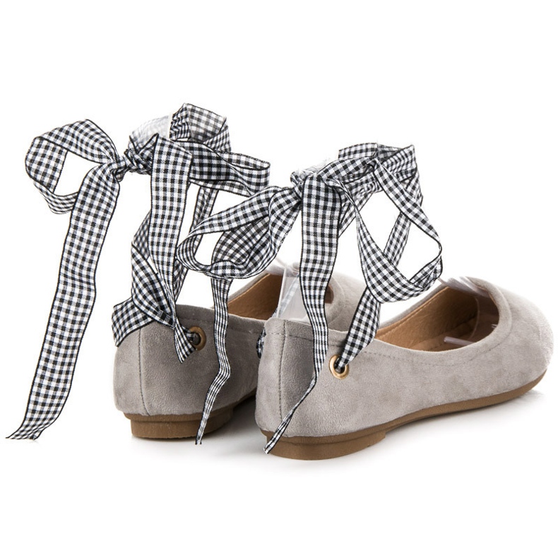 Ch. Creation Suede Ballerinas With Ribbon grey 1