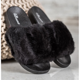 Bona Slippers With Fur black 1