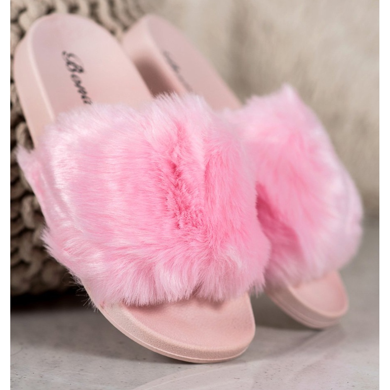 Bona Slippers With Fur pink 2