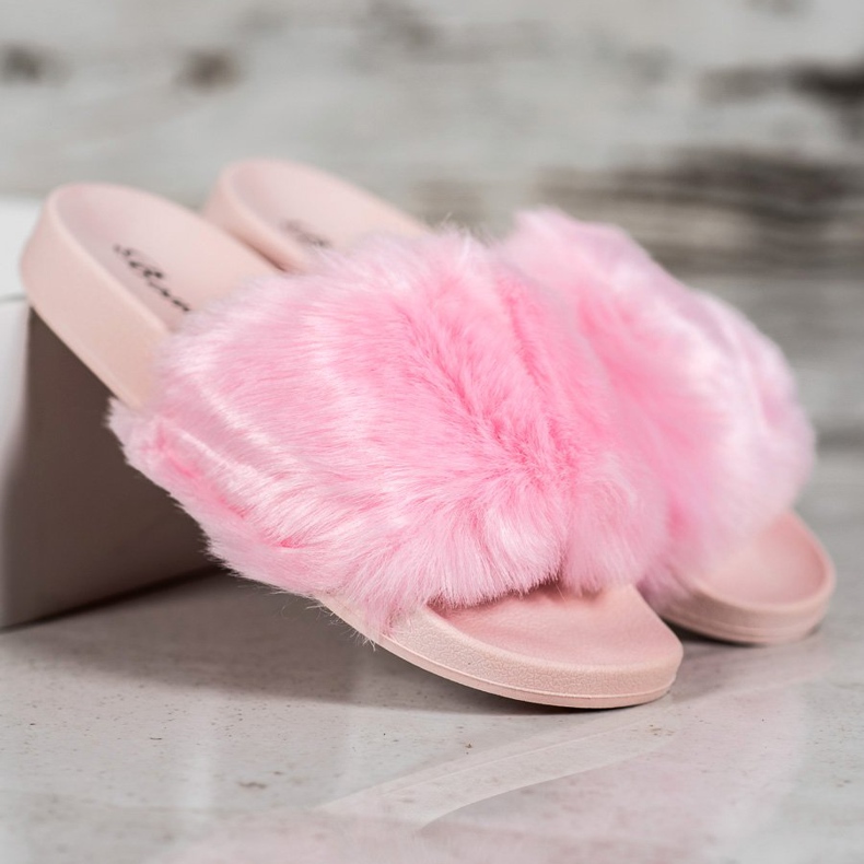 Bona Slippers With Fur pink 1
