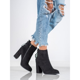 SHELOVET Suede Booties With Fringes black 2