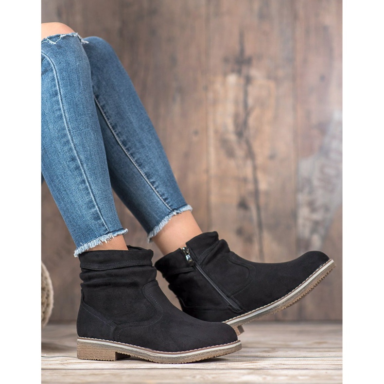 SHELOVET Suede Flat Boots black 2