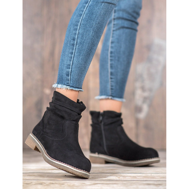 SHELOVET Suede Flat Boots black 1