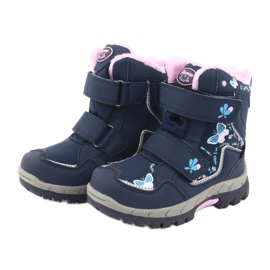 American Club boots with HL28 membrane navy blue butterflies pink 3