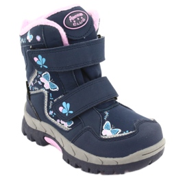 American Club boots with HL28 membrane navy blue butterflies pink 1