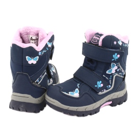 American Club boots with HL28 membrane navy blue butterflies pink 4
