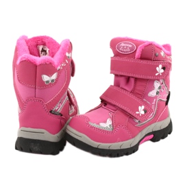 American Club boots with HL28 membrane pink butterflies white black 4