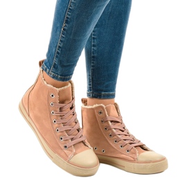 Pink insulated sneakers T-040 black 1