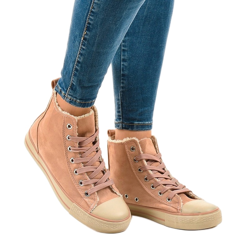 Pink insulated sneakers T-040 black 1