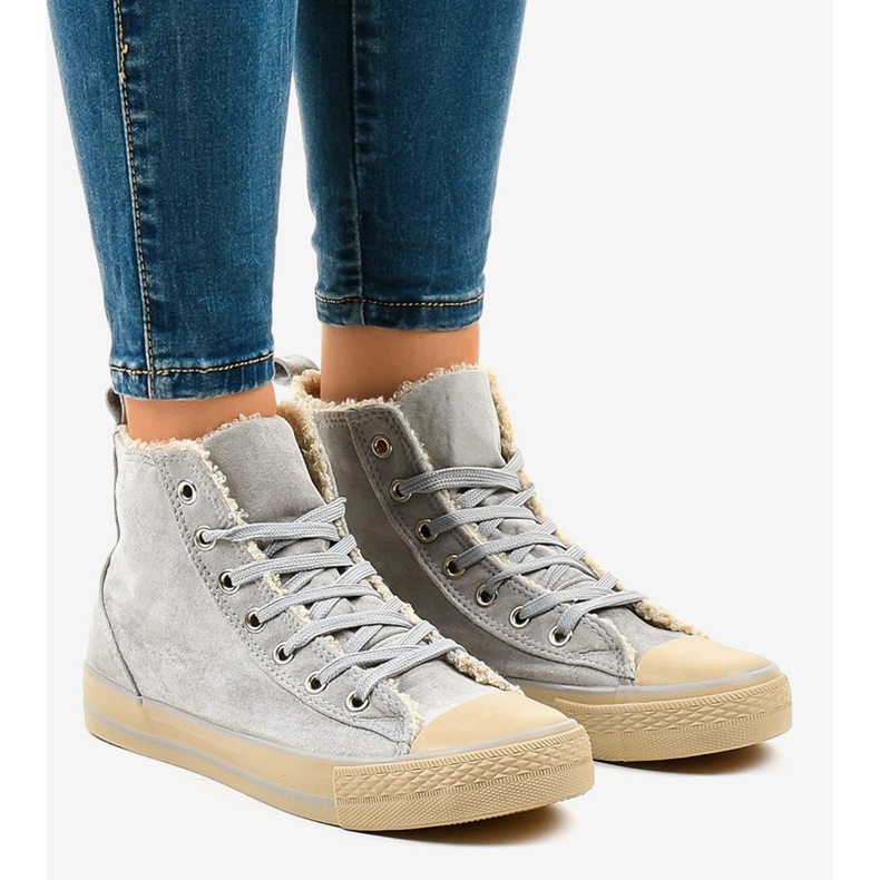 Gray insulated sneakers T-040 grey 1