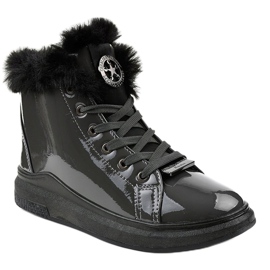 Lacquered warm gray sneakers TL135-7 grey 1