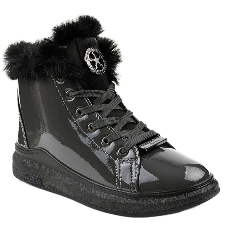 Lacquered warm gray sneakers TL135-7 grey 1