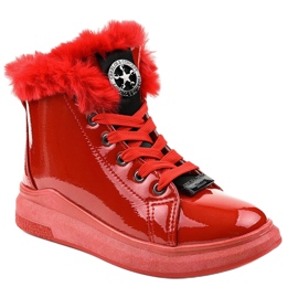 Lacquered warm red sneakers TL135-10 1