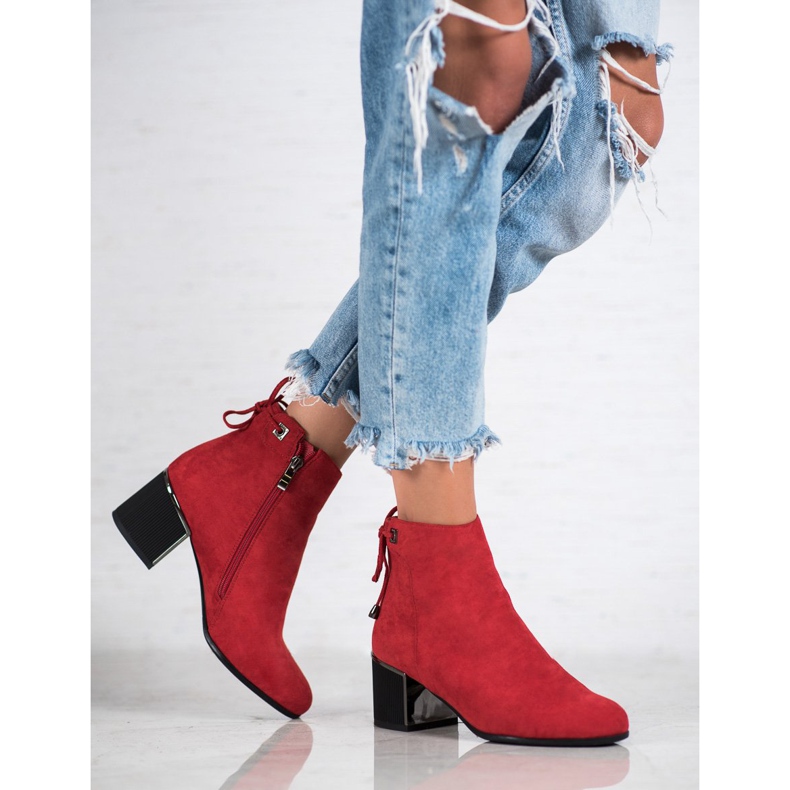Goodin Red Suede Booties 1