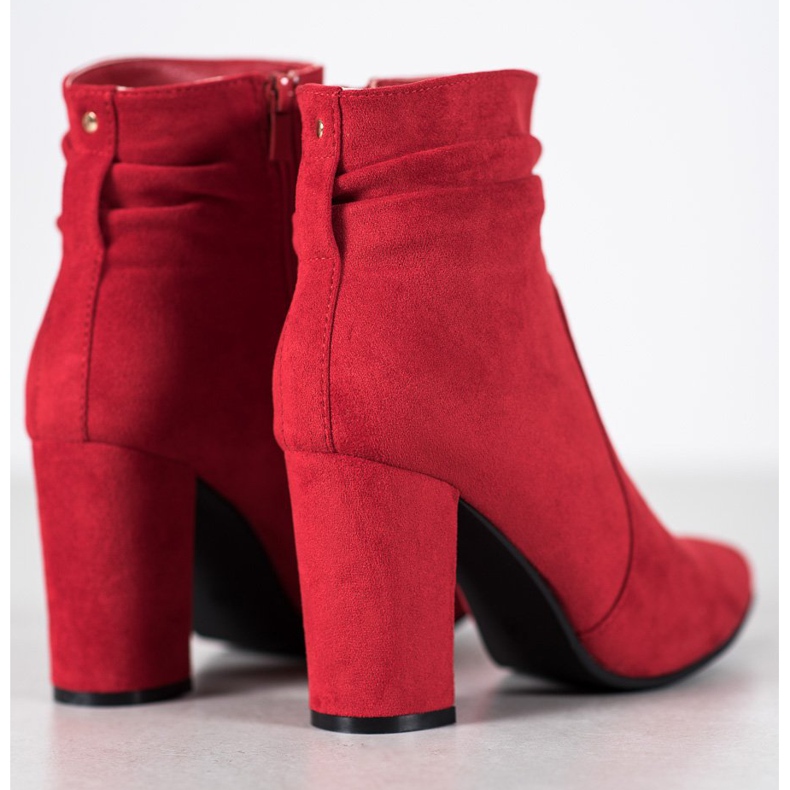 Ideal Shoes Suede Booties On A Bar red 2
