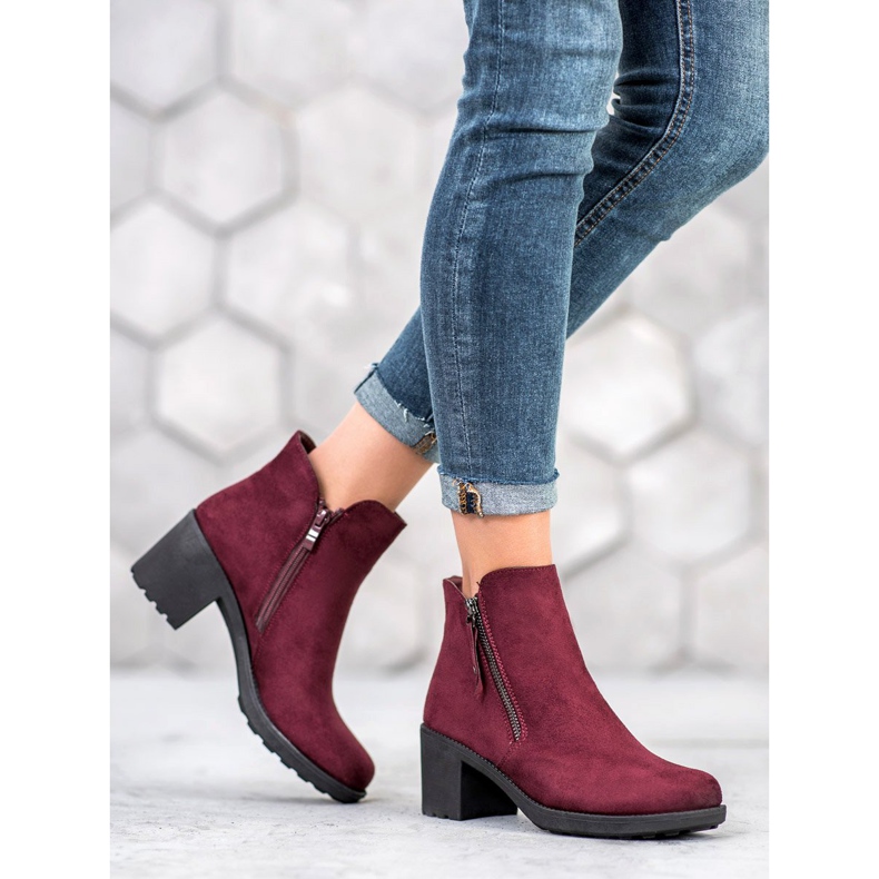 Diamantique Casual boots on a post red 2