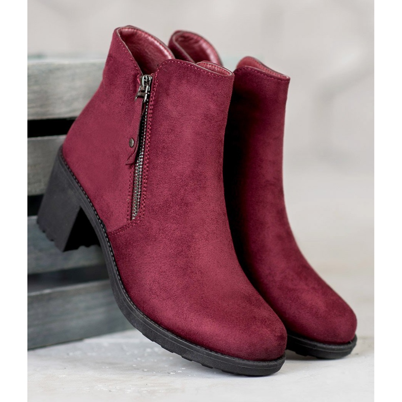 Diamantique Casual boots on a post red 1