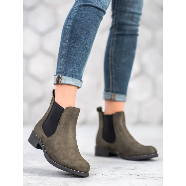 SDS Chelsea boots with crystals green 2