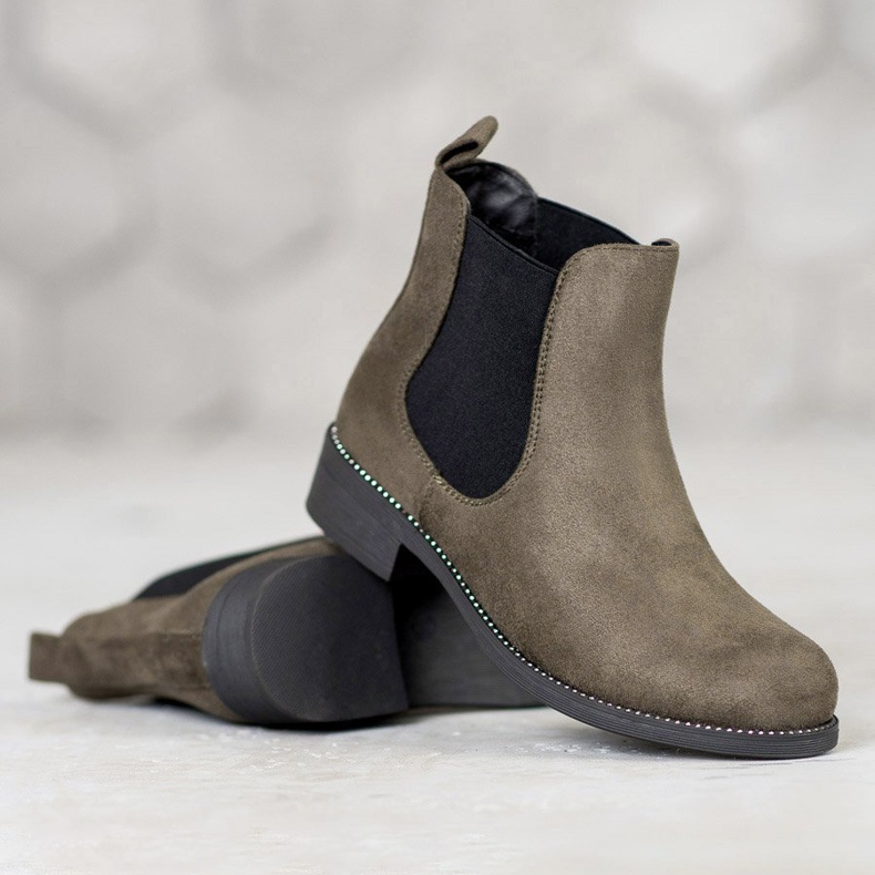 SDS Chelsea boots with crystals green 1
