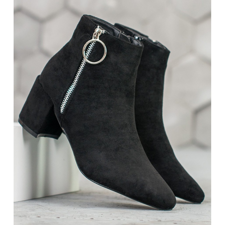 SHELOVET Suede Booties In Spitz black 1