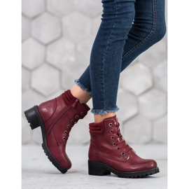 Goodin Lace-up boots with sheepskin red 1