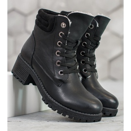 Goodin Lace-up boots with sheepskin black 1