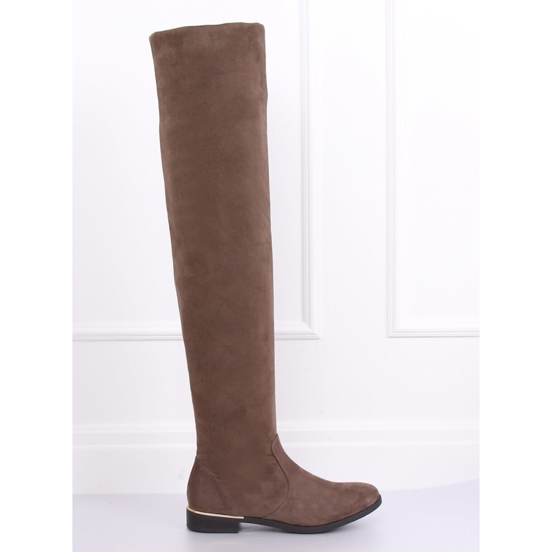 Over-the-knee boots with flat heels beige 0-76 Kaki 1