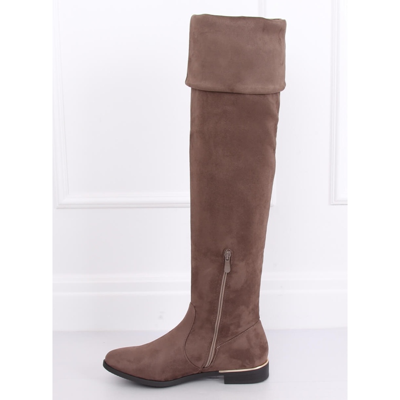 Over-the-knee boots with flat heels beige 0-76 Kaki 2