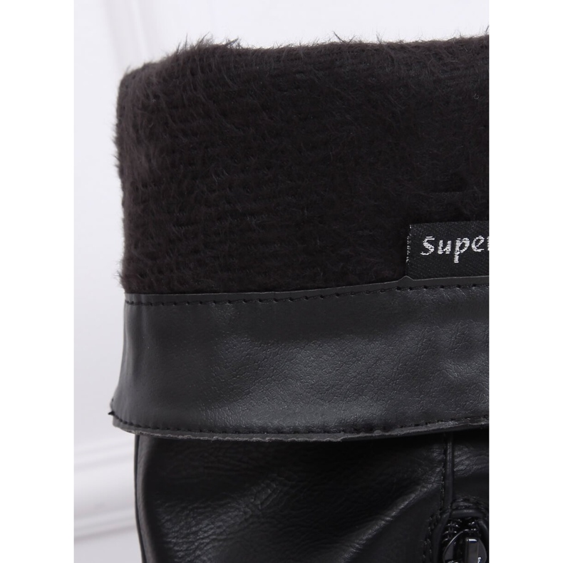 Black women's flat boots 1084-PG Black 2