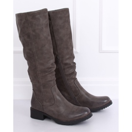 Gray flat boots for women 1084-PG Gray grey 2